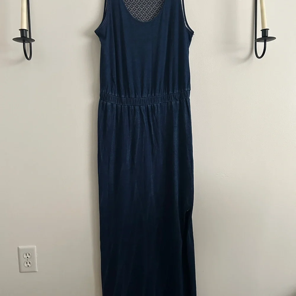 DKNY Jeans Navy Blue and Acid Washed Maxi Dress - Picture 2 of 9